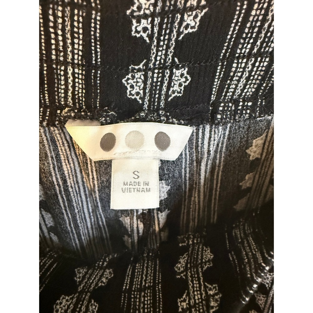 Three Dots Wide Leg Pants Women Small Black Excellent Boho Striped Geometric - Picture 2 of 5